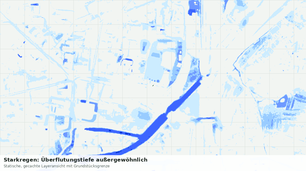 Statische Kartenansicht: Starkregen: Überflutungstiefe außergewöhnlich