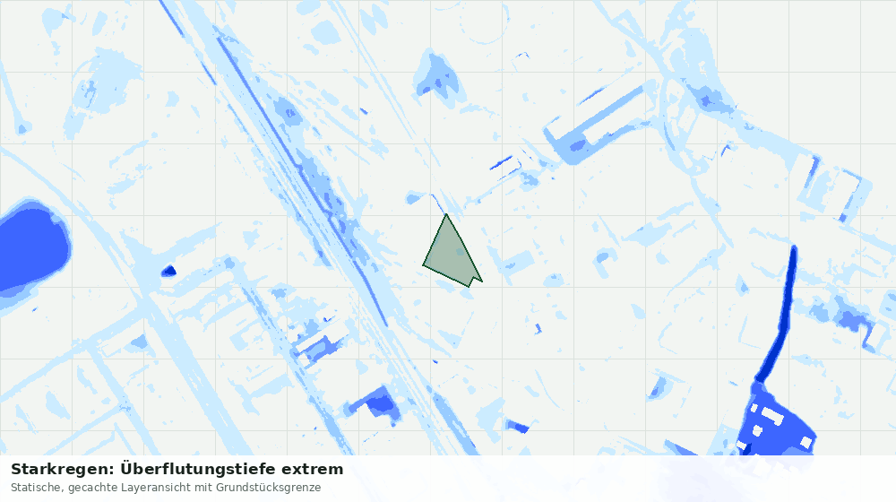 Statische Kartenansicht: Starkregen: Überflutungstiefe extrem