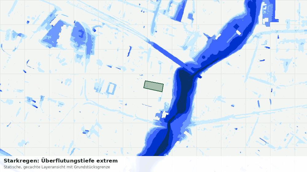 Statische Kartenansicht: Starkregen: Überflutungstiefe extrem
