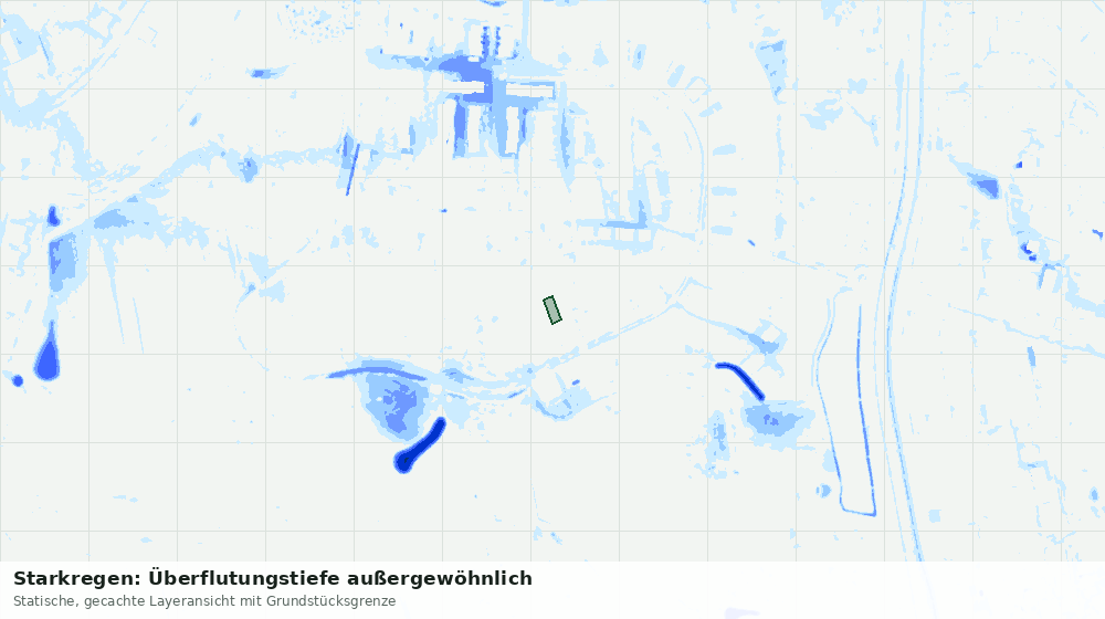 Statische Kartenansicht: Starkregen: Überflutungstiefe außergewöhnlich