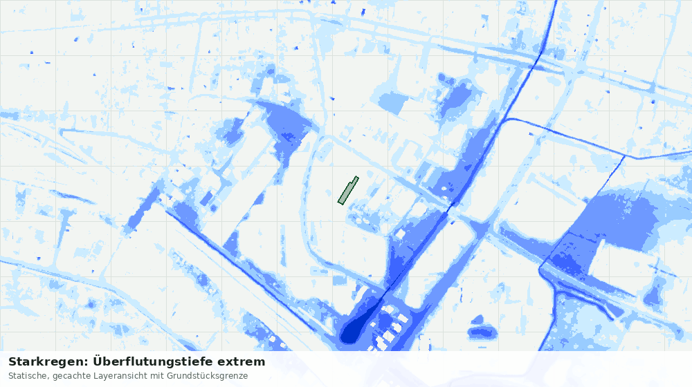 Statische Kartenansicht: Starkregen: Überflutungstiefe extrem