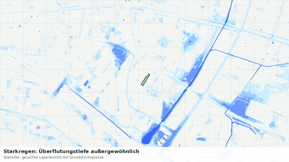 Statische Kartenansicht: Starkregen: Überflutungstiefe außergewöhnlich