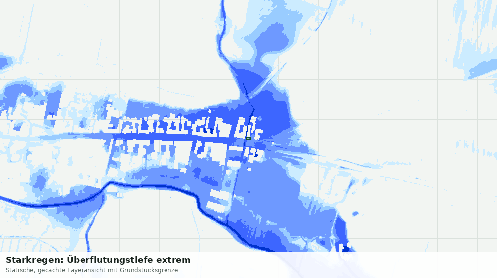 Statische Kartenansicht: Starkregen: Überflutungstiefe extrem