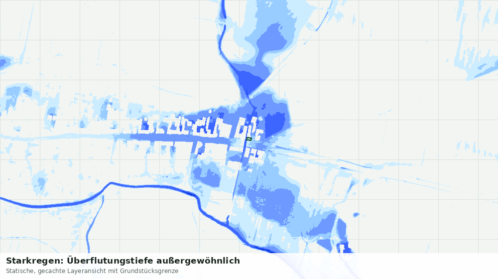 Statische Kartenansicht: Starkregen: Überflutungstiefe außergewöhnlich