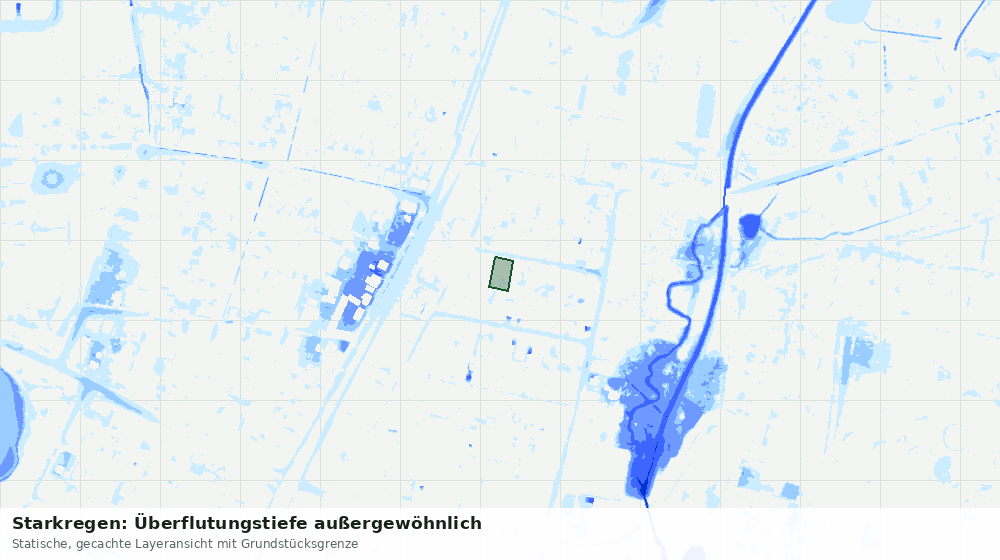 Statische Kartenansicht: Starkregen: Überflutungstiefe außergewöhnlich