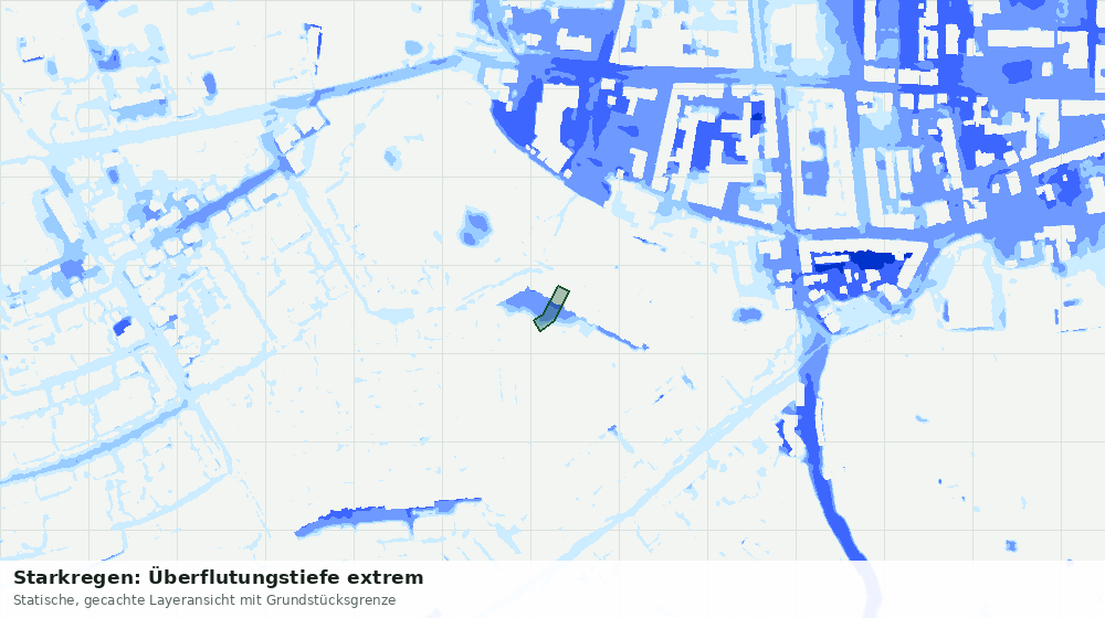 Statische Kartenansicht: Starkregen: Überflutungstiefe extrem
