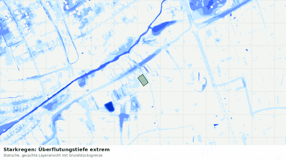 Statische Kartenansicht: Starkregen: Überflutungstiefe extrem