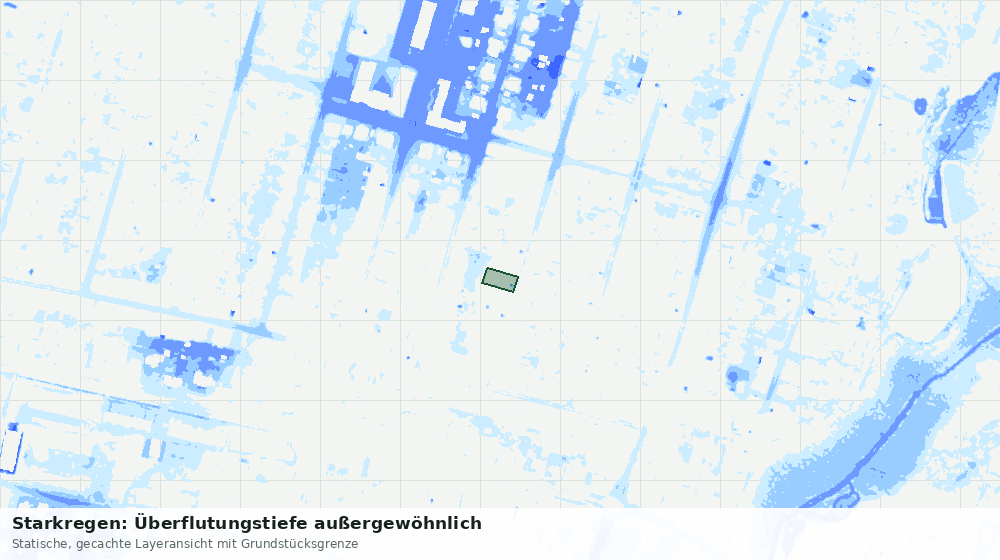 Statische Kartenansicht: Starkregen: Überflutungstiefe außergewöhnlich