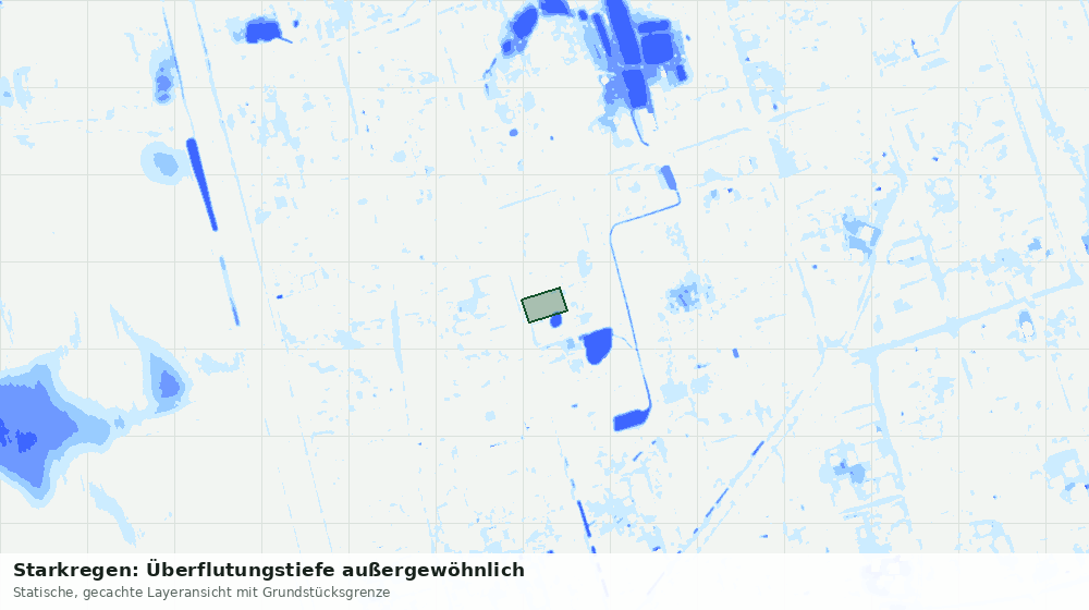 Statische Kartenansicht: Starkregen: Überflutungstiefe außergewöhnlich