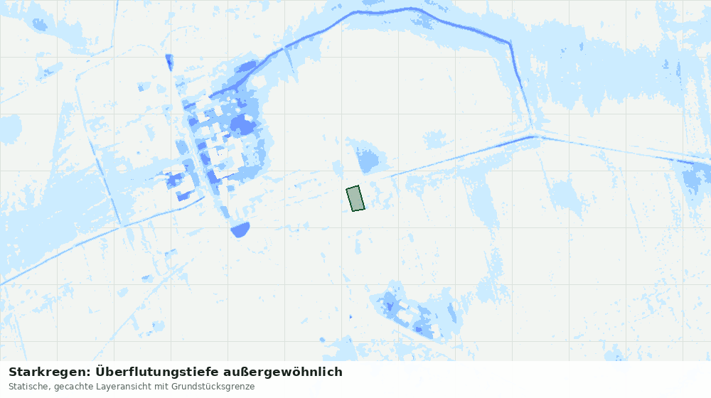 Statische Kartenansicht: Starkregen: Überflutungstiefe außergewöhnlich