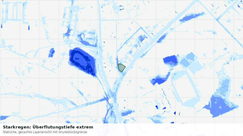 Statische Kartenansicht: Starkregen: Überflutungstiefe extrem