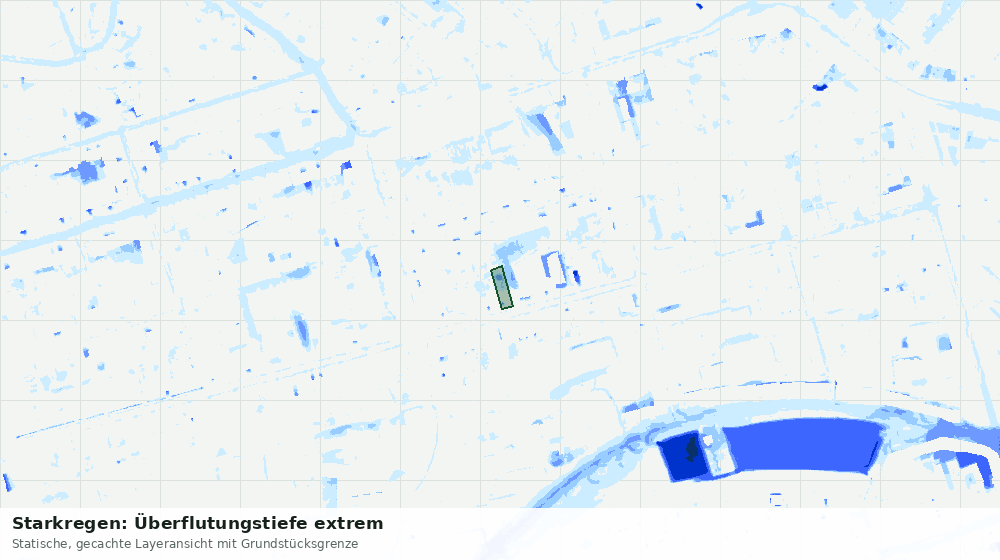 Statische Kartenansicht: Starkregen: Überflutungstiefe extrem