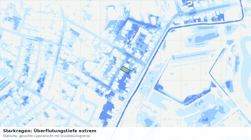 Statische Kartenansicht: Starkregen: Überflutungstiefe extrem