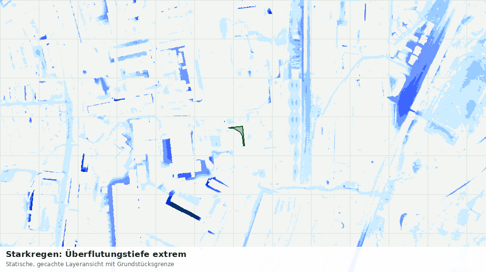 Statische Kartenansicht: Starkregen: Überflutungstiefe extrem