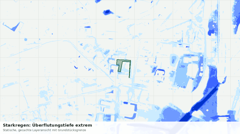 Statische Kartenansicht: Starkregen: Überflutungstiefe extrem