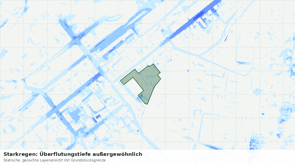 Statische Kartenansicht: Starkregen: Überflutungstiefe außergewöhnlich