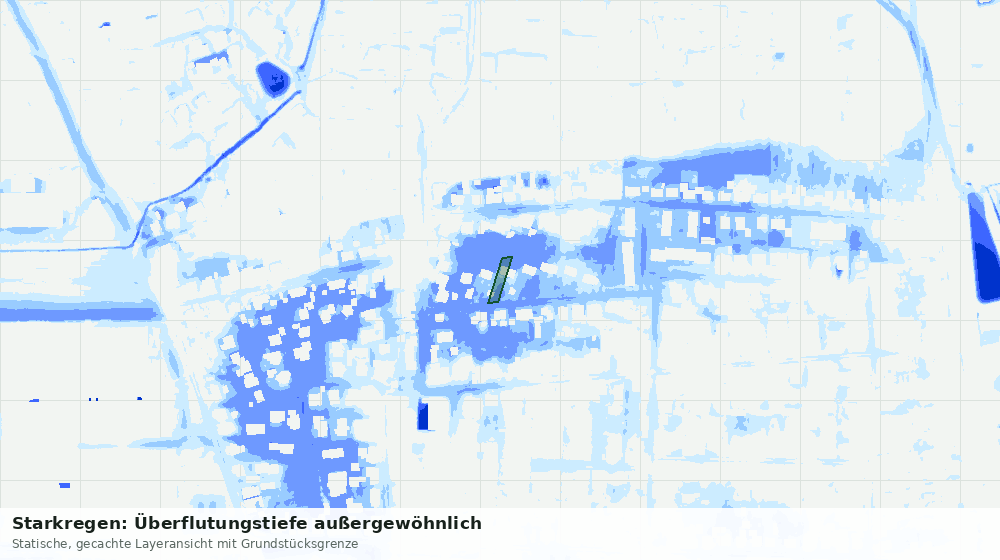 Statische Kartenansicht: Starkregen: Überflutungstiefe außergewöhnlich