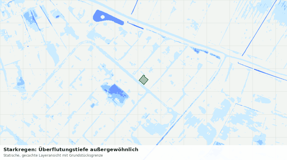 Statische Kartenansicht: Starkregen: Überflutungstiefe außergewöhnlich