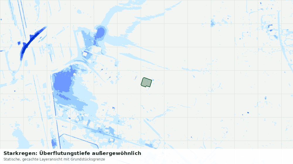 Statische Kartenansicht: Starkregen: Überflutungstiefe außergewöhnlich