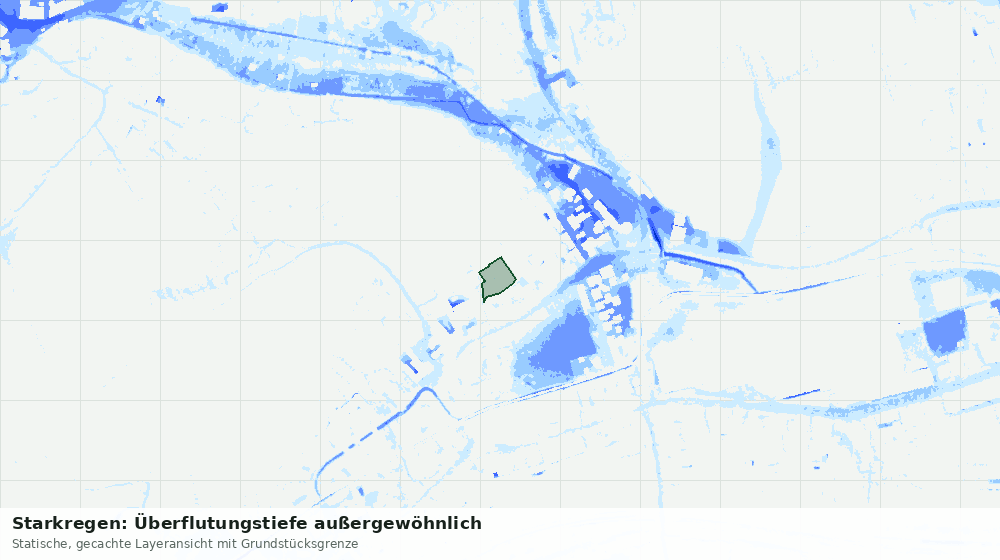 Statische Kartenansicht: Starkregen: Überflutungstiefe außergewöhnlich