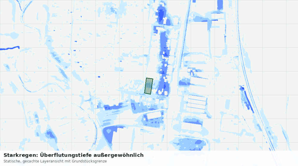 Statische Kartenansicht: Starkregen: Überflutungstiefe außergewöhnlich