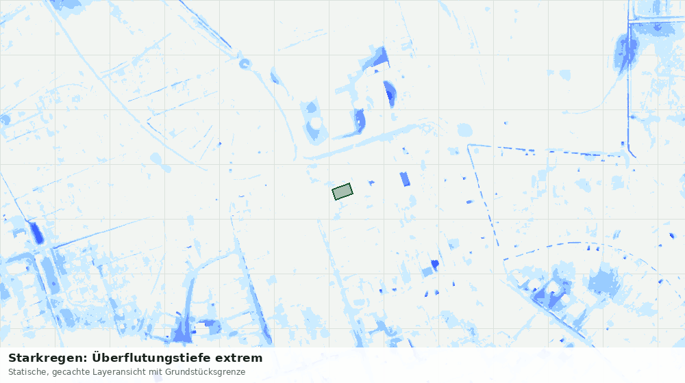 Statische Kartenansicht: Starkregen: Überflutungstiefe extrem
