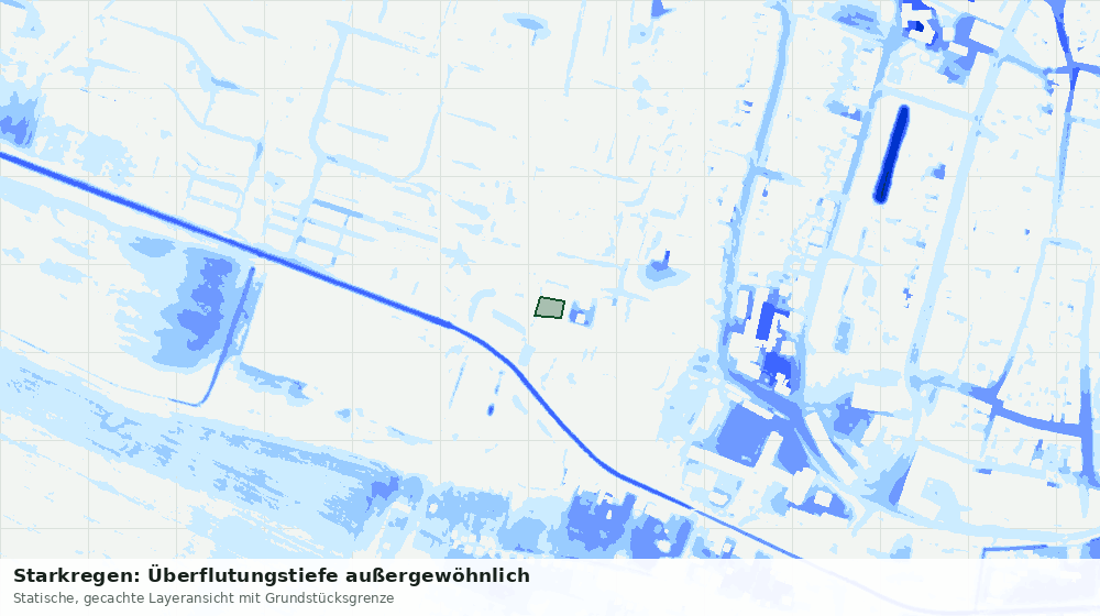 Statische Kartenansicht: Starkregen: Überflutungstiefe außergewöhnlich