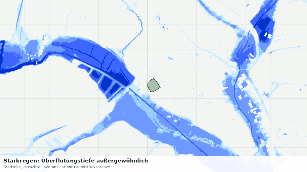 Statische Kartenansicht: Starkregen: Überflutungstiefe außergewöhnlich