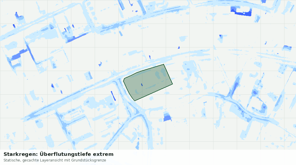 Statische Kartenansicht: Starkregen: Überflutungstiefe extrem