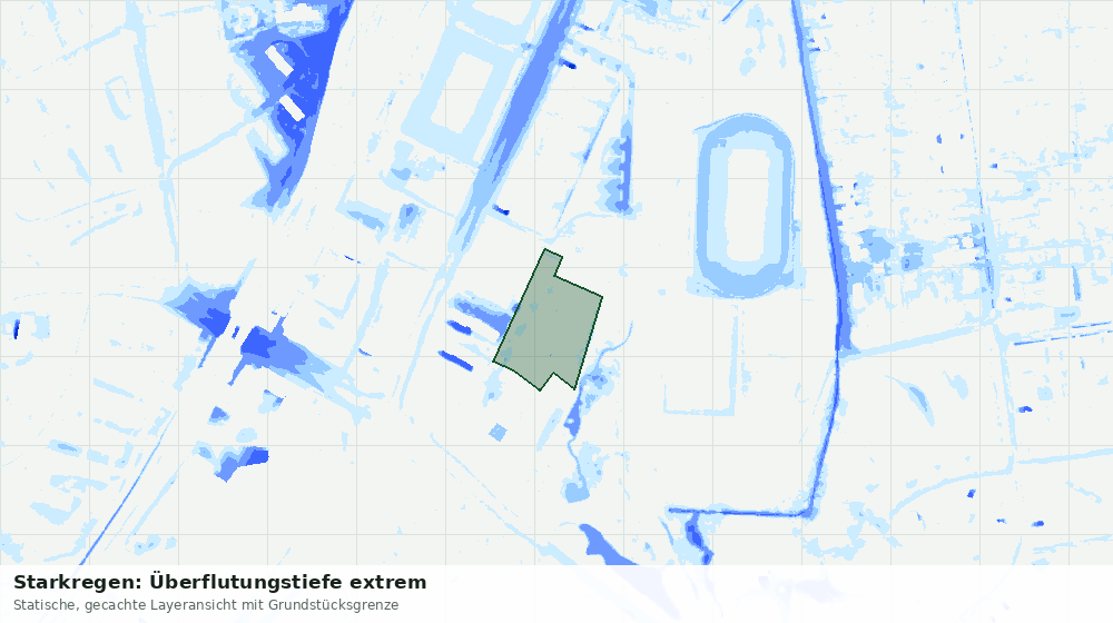 Statische Kartenansicht: Starkregen: Überflutungstiefe extrem