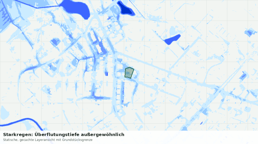 Statische Kartenansicht: Starkregen: Überflutungstiefe außergewöhnlich