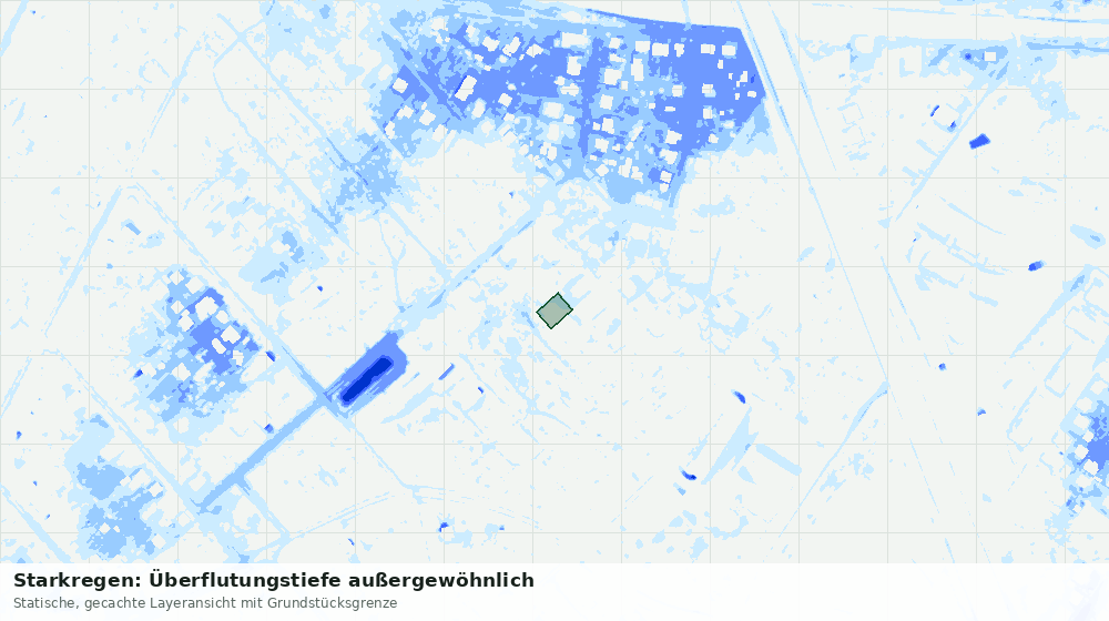 Statische Kartenansicht: Starkregen: Überflutungstiefe außergewöhnlich