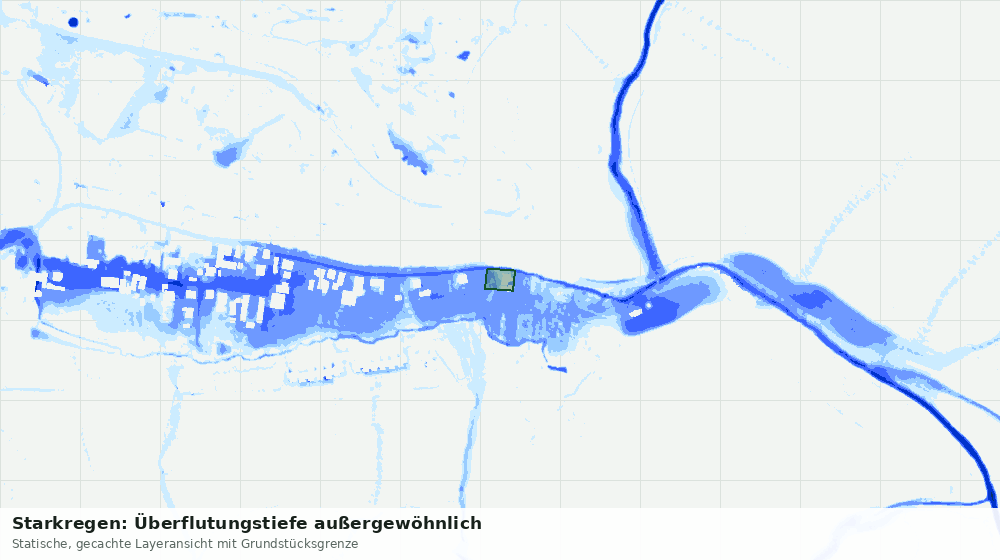 Statische Kartenansicht: Starkregen: Überflutungstiefe außergewöhnlich