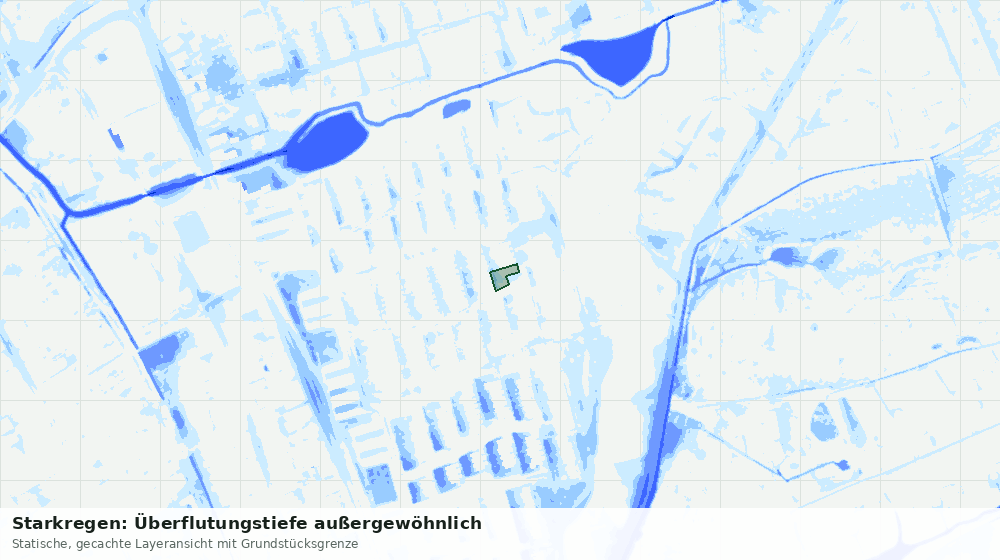 Statische Kartenansicht: Starkregen: Überflutungstiefe außergewöhnlich