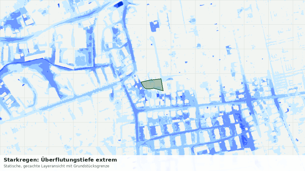 Statische Kartenansicht: Starkregen: Überflutungstiefe extrem