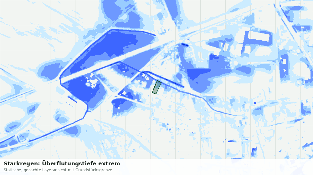 Statische Kartenansicht: Starkregen: Überflutungstiefe extrem