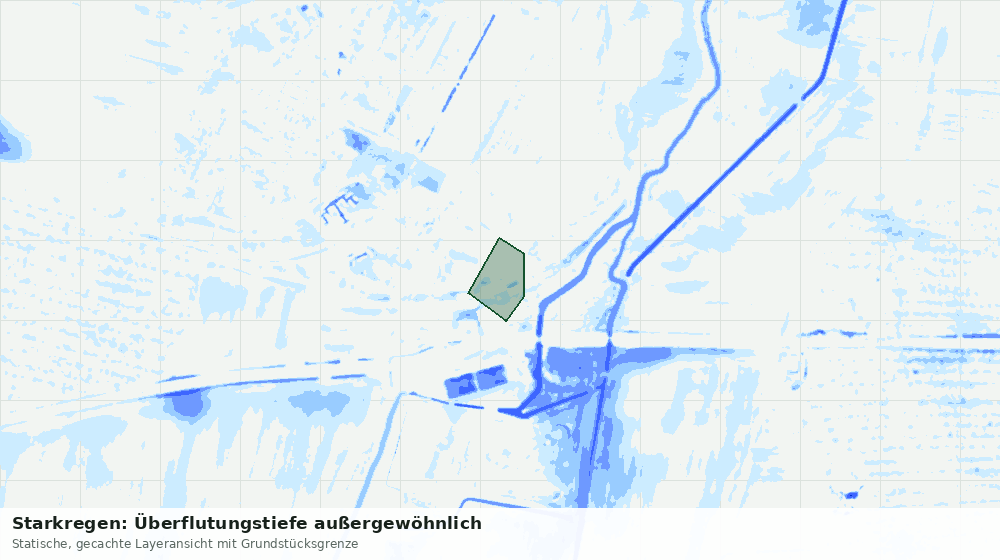 Statische Kartenansicht: Starkregen: Überflutungstiefe außergewöhnlich