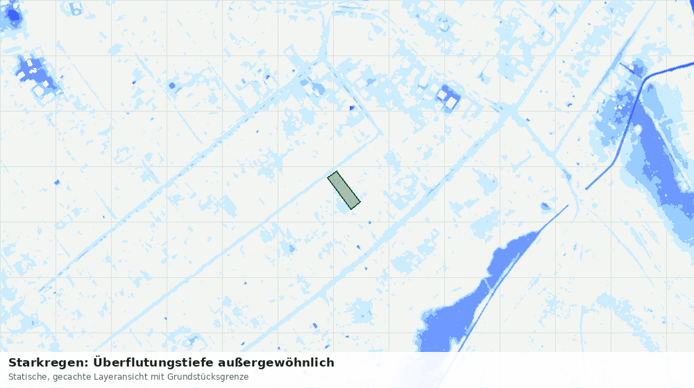 Statische Kartenansicht: Starkregen: Überflutungstiefe außergewöhnlich