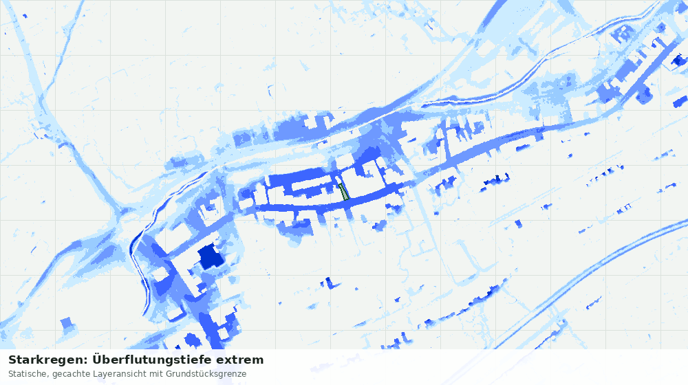 Statische Kartenansicht: Starkregen: Überflutungstiefe extrem