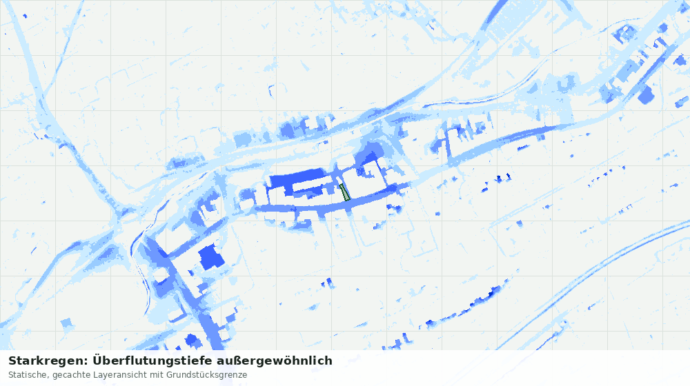 Statische Kartenansicht: Starkregen: Überflutungstiefe außergewöhnlich