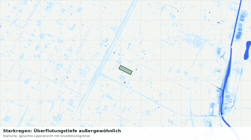 Statische Kartenansicht: Starkregen: Überflutungstiefe außergewöhnlich