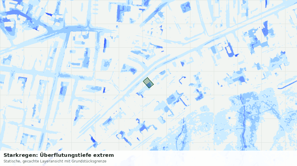 Statische Kartenansicht: Starkregen: Überflutungstiefe extrem