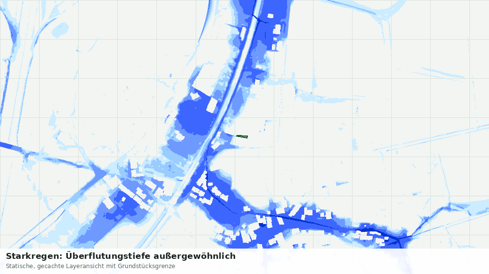 Statische Kartenansicht: Starkregen: Überflutungstiefe außergewöhnlich