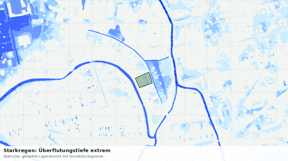 Statische Kartenansicht: Starkregen: Überflutungstiefe extrem