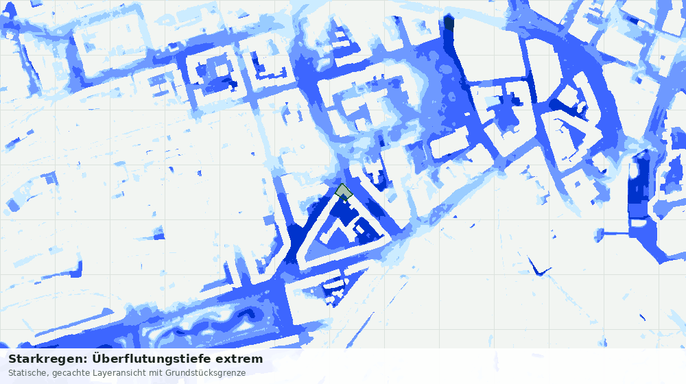 Statische Kartenansicht: Starkregen: Überflutungstiefe extrem