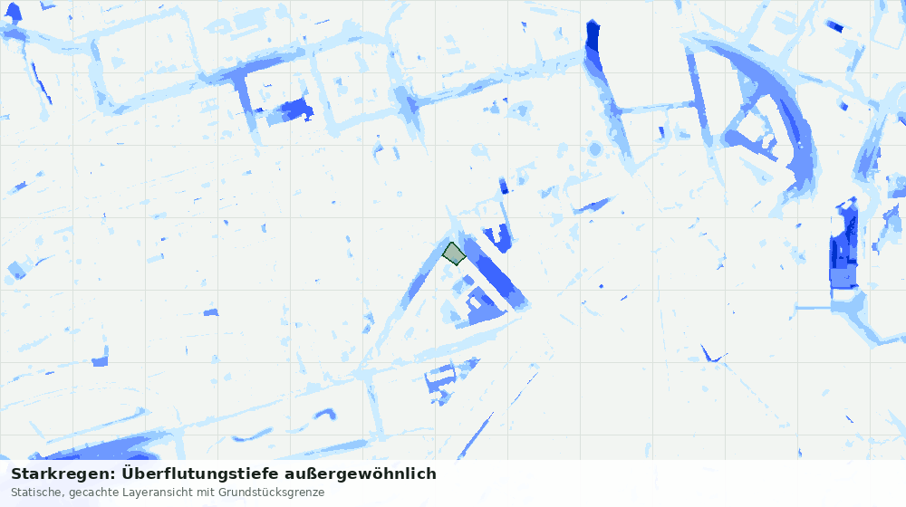 Statische Kartenansicht: Starkregen: Überflutungstiefe außergewöhnlich