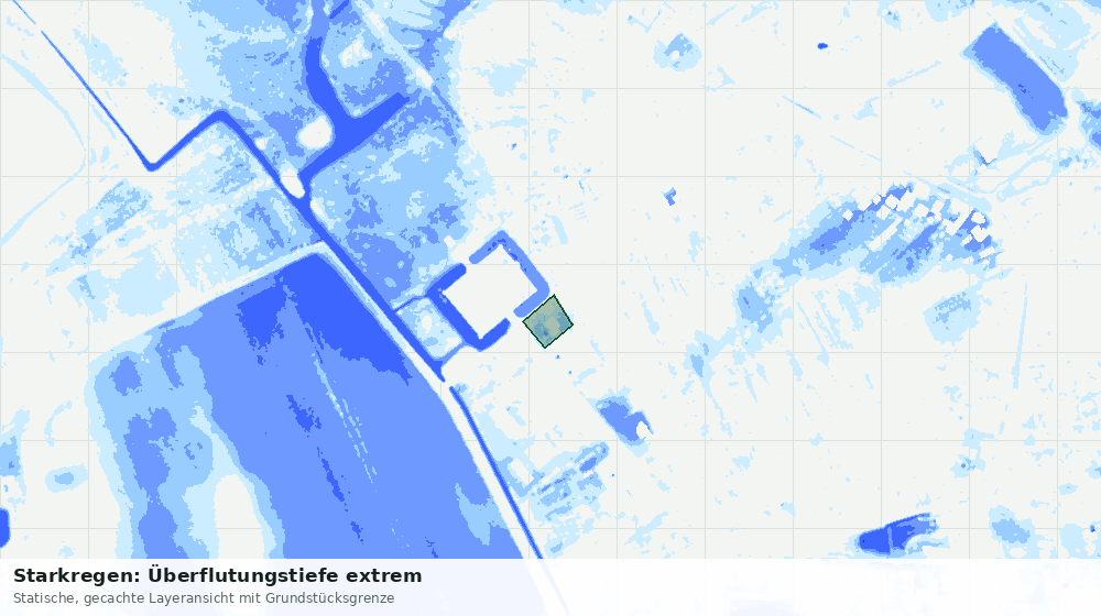 Statische Kartenansicht: Starkregen: Überflutungstiefe extrem