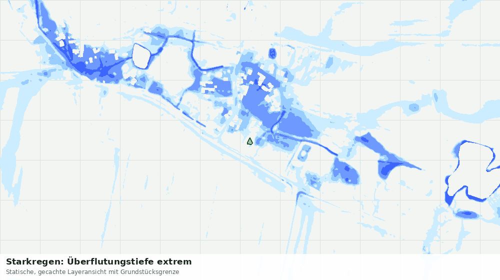 Statische Kartenansicht: Starkregen: Überflutungstiefe extrem