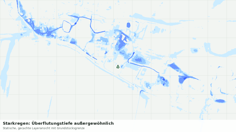 Statische Kartenansicht: Starkregen: Überflutungstiefe außergewöhnlich