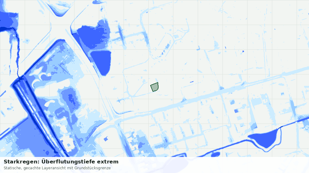 Statische Kartenansicht: Starkregen: Überflutungstiefe extrem